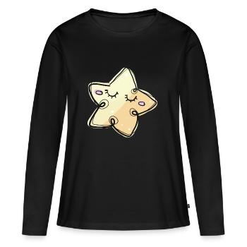 STERNCHEN - Frauen Premium Bio Langarmshirt - Schwarz - Vorne - Julia (174cm)