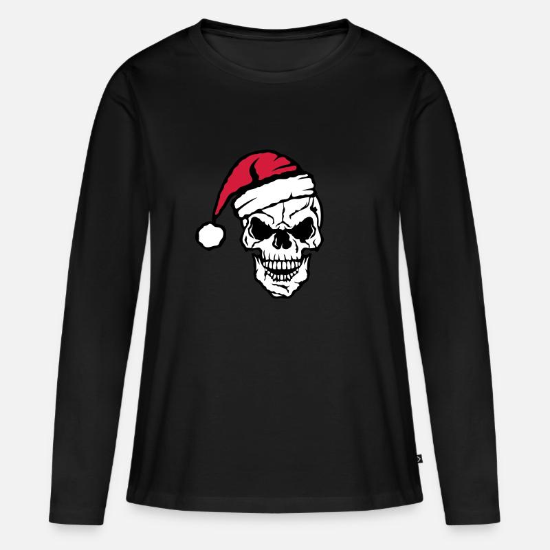 Weihnachten Schädel Schädelkappe - Frauen Premium Bio Langarmshirt - Schwarz