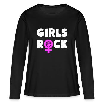 Girls Rock Girl Power - T-shirt manches longues Premium bio Femme - noir - Devant - Julia (174cm)