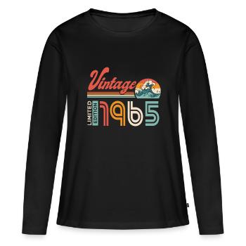 1965 Anniversaire Cadeau Né en 1965 - T-shirt manches longues Premium bio Femme - noir - Devant - Julia (174cm)