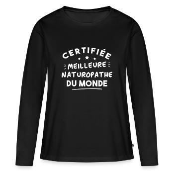 Certified best naturopath in the world - Women's Premium Organic Long Sleeve Shirt - black - Front - Julia (174cm)