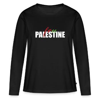 Free Palestine - Frauen Premium Bio Langarmshirt - Schwarz - Vorne - Julia (174cm)