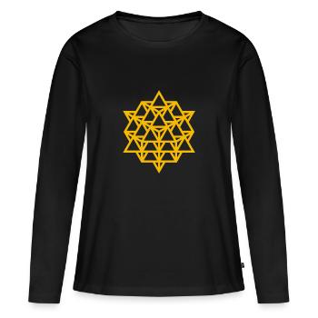 Isotropic Vector Matrix - Frauen Premium Bio Langarmshirt - Schwarz - Vorne - Julia (174cm)