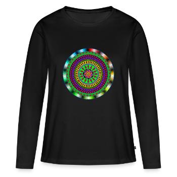 Mandala - Frauen Premium Bio Langarmshirt - Schwarz - Vorne - Julia (174cm)