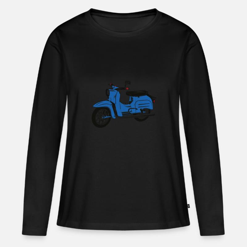 Simson Schwalbe blau - Frauen Premium Bio Langarmshirt - Schwarz