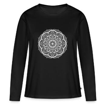 Mandala - Frauen Premium Bio Langarmshirt - Schwarz - Vorne - Julia (174cm)