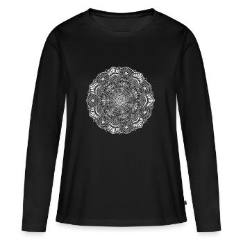 Mandala - Frauen Premium Bio Langarmshirt - Schwarz - Vorne - Julia (174cm)