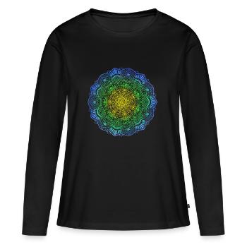 Mandala - Frauen Premium Bio Langarmshirt - Schwarz - Vorne - Julia (174cm)