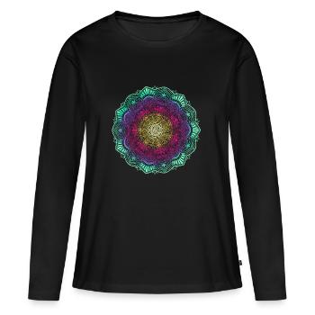 Mandala - Frauen Premium Bio Langarmshirt - Schwarz - Vorne - Julia (174cm)