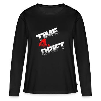 Le temps 4a dérive don à la dérive - T-shirt manches longues Premium bio Femme - noir - Devant - Julia (174cm)