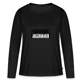 Herausforderung angenommen - Frauen Premium Bio Langarmshirt - Schwarz - Vorne - Julia (174cm)