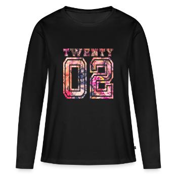 vingt 2002 - T-shirt manches longues Premium bio Femme - noir - Devant - Julia (174cm)
