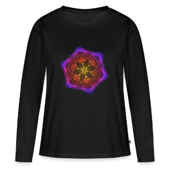 Mandala - Frauen Premium Bio Langarmshirt - Schwarz - Vorne - Julia (174cm)