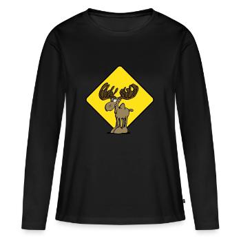 Vorsicht Elch Moose - Frauen Premium Bio Langarmshirt - Schwarz - Vorne - Julia (174cm)