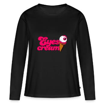 Yeux Crème cornet de crème glacée avec globe oculaire Halloween - T-shirt manches longues Premium bio Femme - noir - Devant - Julia (174cm)