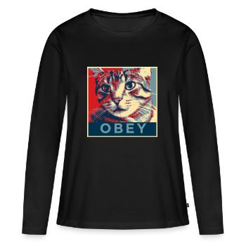 Obéissez le chat! - T-shirt manches longues Premium bio Femme - noir - Devant - Julia (174cm)
