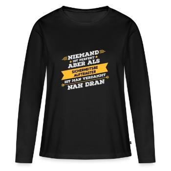 Agent de sécurité cadeau d'occupation - T-shirt manches longues Premium bio Femme - noir - Devant - Julia (174cm)