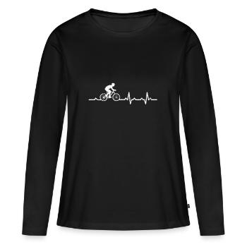 rythme cardiaque vélo cadeau rythme cardiaque rad - T-shirt manches longues Premium bio Femme - noir - Devant - Julia (174cm)