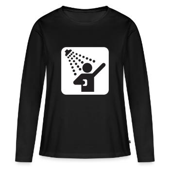 Duschen - Frauen Premium Bio Langarmshirt - Schwarz - Vorne - Julia (174cm)