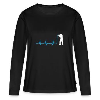 MC rappen herzschlag mikrofon geschenk heartbeat - Frauen Premium Bio Langarmshirt - Schwarz - Vorne - Julia (174cm)