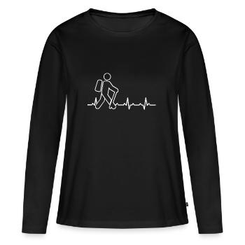 Randonnée rythme cardiaque marcheurs vont monter Wanderlust - T-shirt manches longues Premium bio Femme - noir - Devant - Julia (174cm)