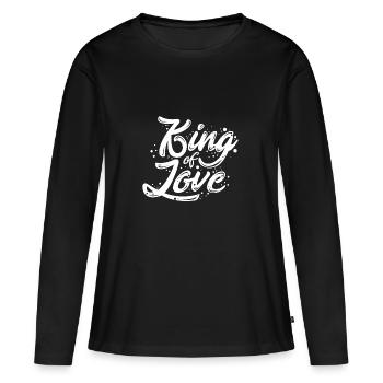 LE ROI DE L'AMOUR - T-shirt manches longues Premium bio Femme - noir - Devant - Julia (174cm)