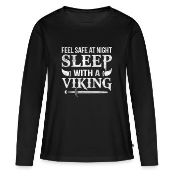 Avec un sommeil Vikings vous faire en toute sécurité la nuit - T-shirt manches longues Premium bio Femme - noir - Devant - Julia (174cm)