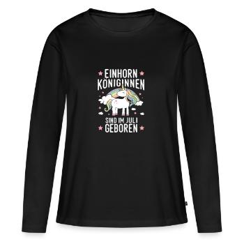 Juli Geburtstag Freundin Einhorn - Frauen Premium Bio Langarmshirt - Schwarz - Vorne - Julia (174cm)