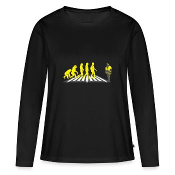 Schülerlotse Evolution Geschenk helfen schule - Frauen Premium Bio Langarmshirt - Schwarz - Vorne - Julia (174cm)