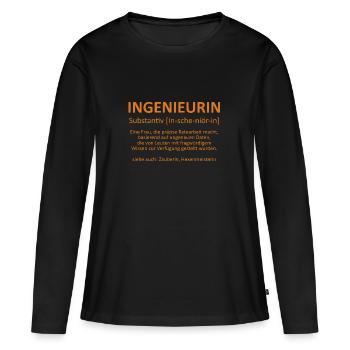 Ingenieurin - Substantiv In-sche-niör-in (orange) - Frauen Premium Bio Langarmshirt - Schwarz - Vorne - Julia (174cm)