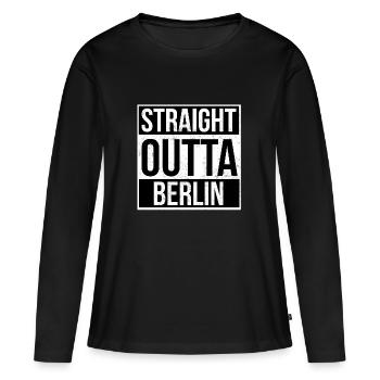 Straight Outta Berlin - T-shirt manches longues Premium bio Femme - noir - Devant - Julia (174cm)