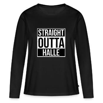 Straight Outta Salle - T-shirt manches longues Premium bio Femme - noir - Devant - Julia (174cm)