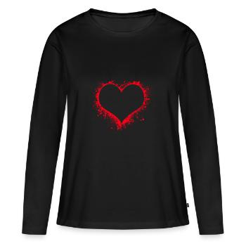 Coeur sanglant - T-shirt manches longues Premium bio Femme - noir - Devant - Julia (174cm)