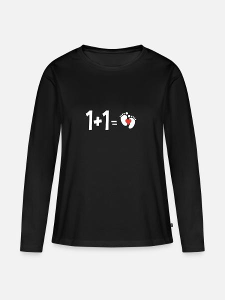Schwanger - Frauen Premium Bio Langarmshirt - Schwarz