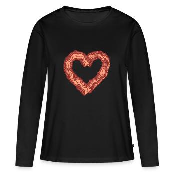 Bacon lard cadeau viande amoureux de la viande - T-shirt manches longues Premium bio Femme - noir - Devant - Julia (174cm)