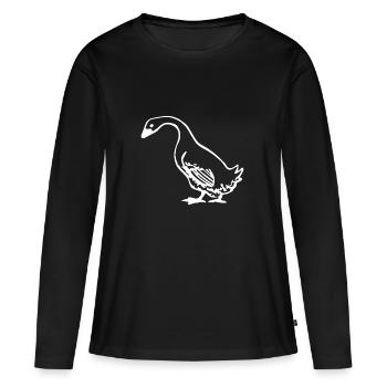gans - Frauen Premium Bio Langarmshirt - Schwarz - Vorne - Julia (174cm)