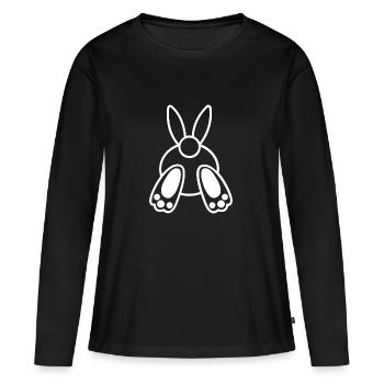 Hase - Häschen - Frauen Premium Bio Langarmshirt - Schwarz - Vorne - Julia (174cm)