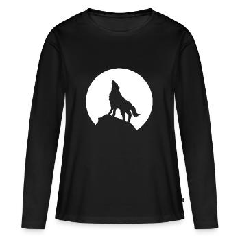 Wolf - Frauen Premium Bio Langarmshirt - Schwarz - Vorne - Julia (174cm)