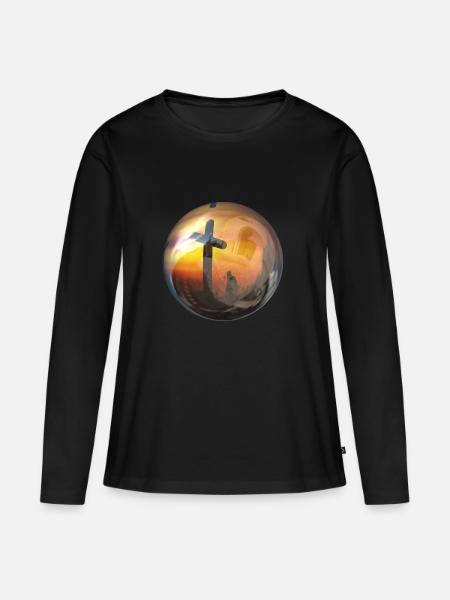 god gott church kirche bible bibel wedding hochzei - Frauen Premium Bio Langarmshirt - Schwarz