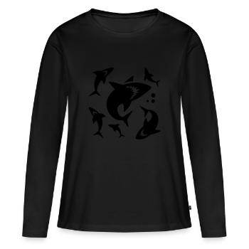 Hai - aileron de requin - T-shirt manches longues Premium bio Femme - noir - Devant - Julia (174cm)