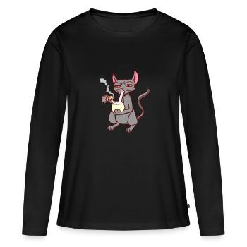 Pothead Shirt Cannabis Cat Stoner Bong - Women's Premium Organic Long Sleeve Shirt - black - Front - Julia (174cm)