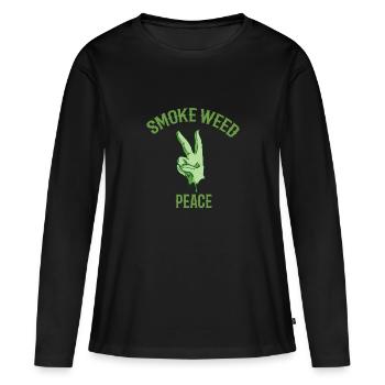 Smoke Weed Peace Kiffer Shirt - T-shirt manches longues Premium bio Femme - noir - Devant - Julia (174cm)