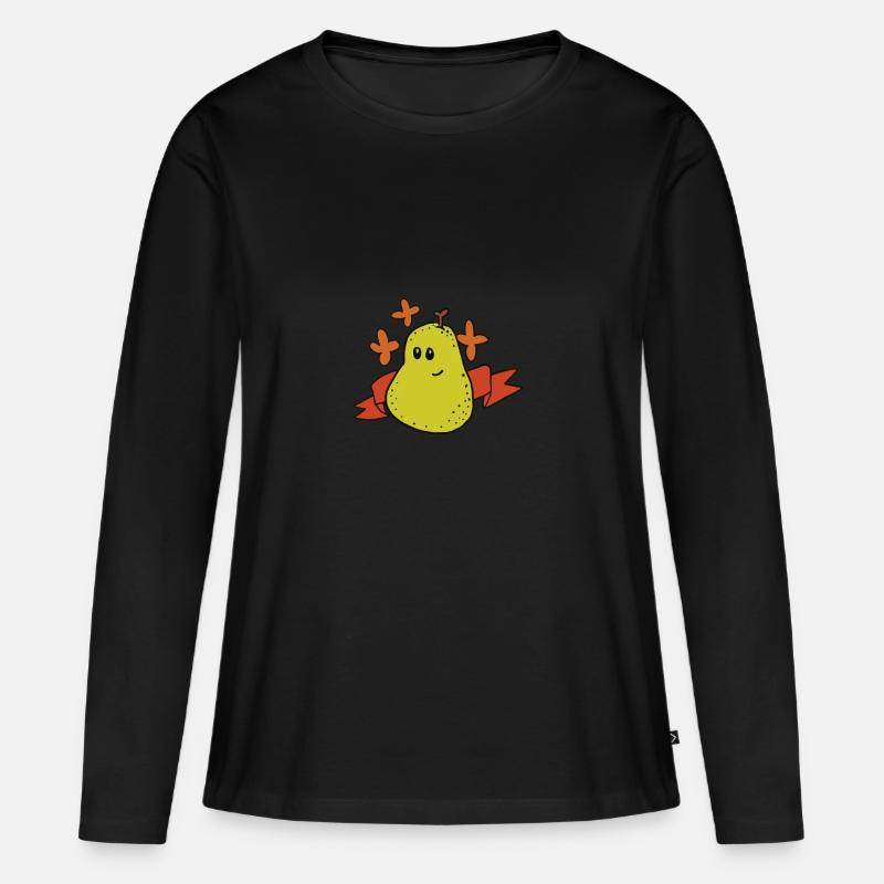 Obst lecker essen Birne Geschenk - Frauen Premium Bio Langarmshirt - Schwarz