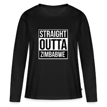 Straight Outta Zimbabwe! | Bestes Land - Frauen Premium Bio Langarmshirt - Schwarz - Vorne - Julia (174cm)