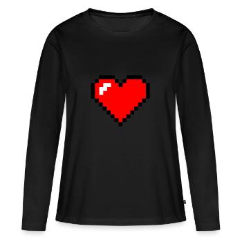 coeur de pixel - T-shirt manches longues Premium bio Femme - noir - Devant - Julia (174cm)