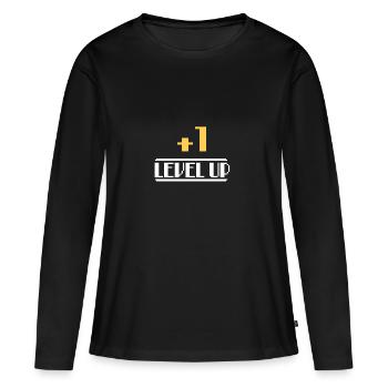 Level Up - T-shirt manches longues Premium bio Femme - noir - Devant - Julia (174cm)