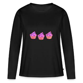 Muffins - T-shirt manches longues Premium bio Femme - noir - Devant - Julia (174cm)