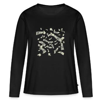 Flux de trésorerie Pluie d’argent - T-shirt manches longues Premium bio Femme - noir - Devant - Julia (174cm)
