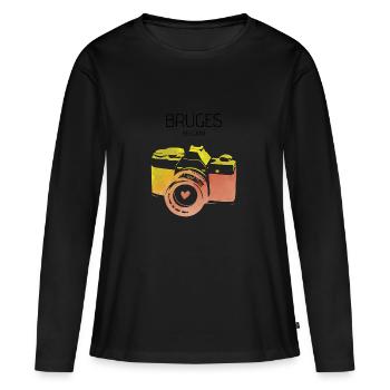 Caméra Bruges Belgique - T-shirt manches longues Premium bio Femme - noir - Devant - Julia (174cm)