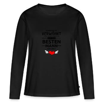 Bester Mann der Welt Valentinstag Geschenk Liebe - Frauen Premium Bio Langarmshirt - Schwarz - Vorne - Julia (174cm)